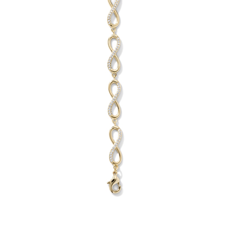 14K Gold-Plated CZ Infinity Link Bracelet - 7.25"