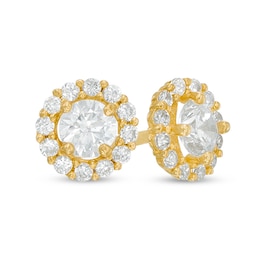 Child's 14K Gold-Plated CZ Halo Studs
