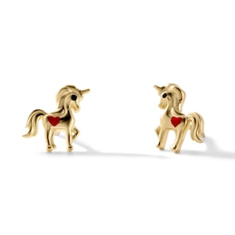 Child's 14K Gold-Plated Enamel Unicorn Studs