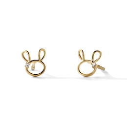 Child's 14K Gold-Plated CZ Bunny Studs