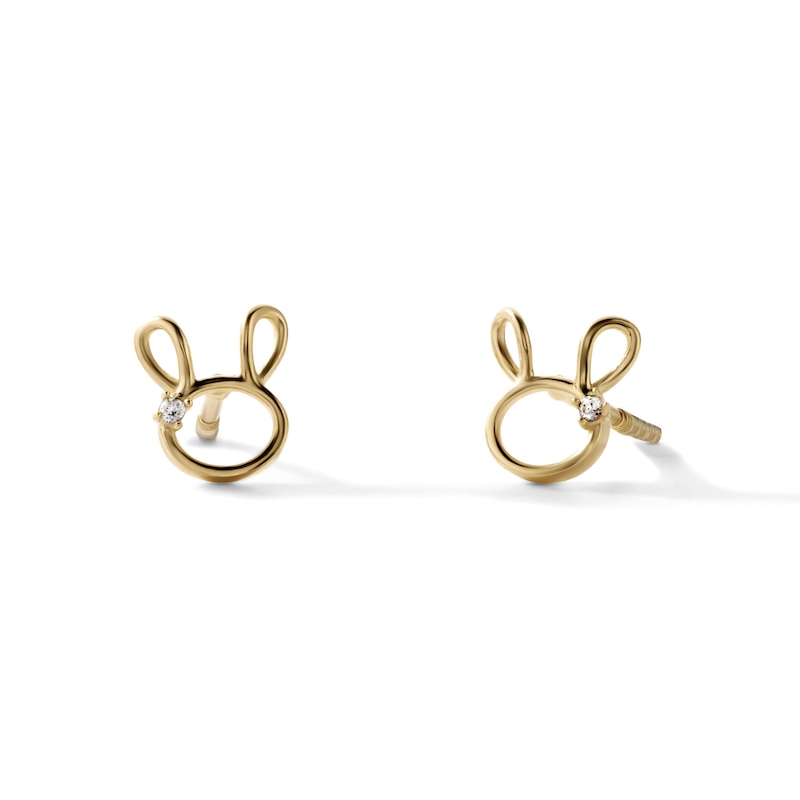 Child's 14K Gold-Plated CZ Bunny Studs