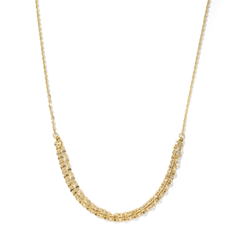 14K Gold-Plated 3-Strand Mirror Cable Chain - 16" + 4"