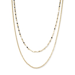 14K Gold-Plated Double-Strand Mirror Cable and Forzatina Chain - 16" + 2"