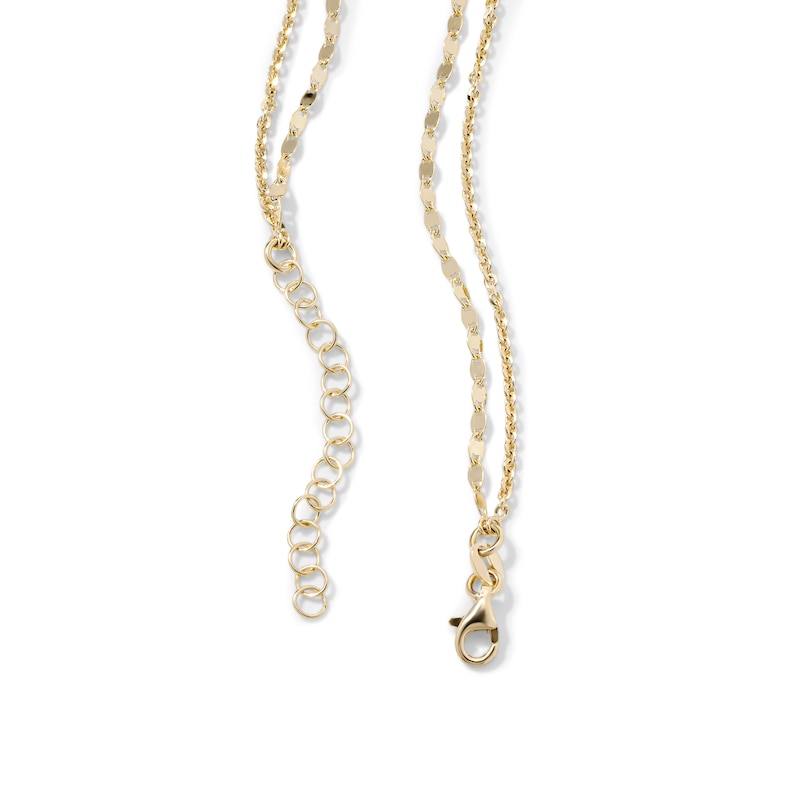 14K Gold-Plated Double-Strand Mirror Cable and Forzatina Chain - 16" + 2"