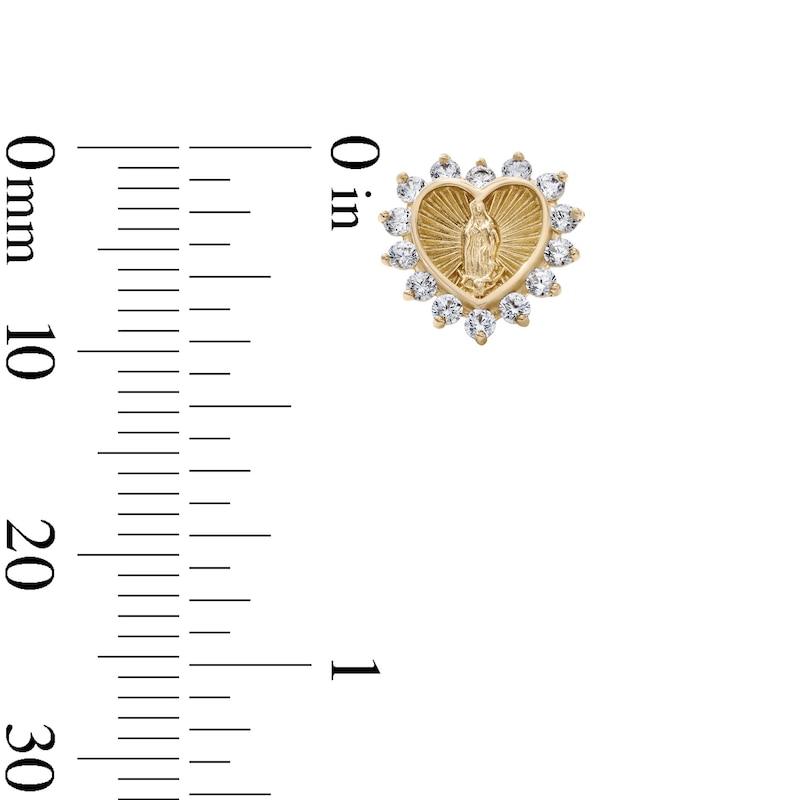 14K Gold-Plated CZ Lady of Guadalupe Heart Studs