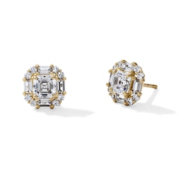 14K Gold Plated CZ Square Cluster Studs