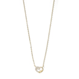 14K Gold Plated CZ Half-Heart Pendant  - 16" + 2"