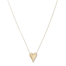 14K Gold Plated CZ Narrow Halo Heart Pendant - 16" + 2"