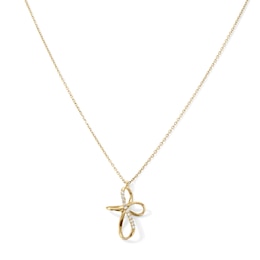 14K Gold Plated CZ Fancy Cross Necklace - 16" + 2"