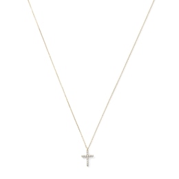 14K Gold Plated CZ Cross Necklace - 16" + 2"