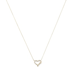 14K Gold Plated CZ "Love" Heart Pendant - 16" + 2"
