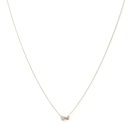 14K Gold Plated CZ and Polished Double Heart Charm Necklace - 16" + 2"