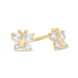 Child's 14K Gold-Plated CZ Butterfly Studs