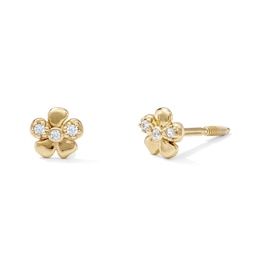 Child's 14K Gold-Plated CZ Flower Studs