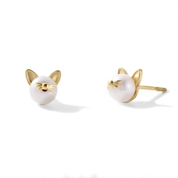 Child's 14K Gold-Plated Cultured Freshwater Pearl Cat Studs