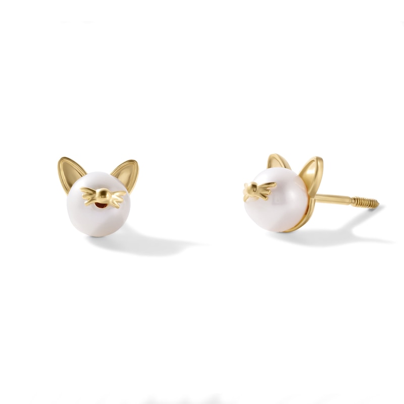 Child's 14K Gold-Plated Cultured Freshwater Pearl Cat Studs