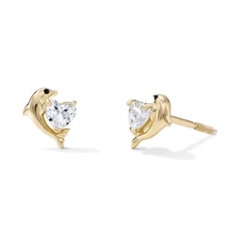 Child's 14K Gold-Plated CZ Dolphin Studs