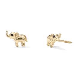 Child's 14K Gold-Plated Black Enamel Elephant Studs