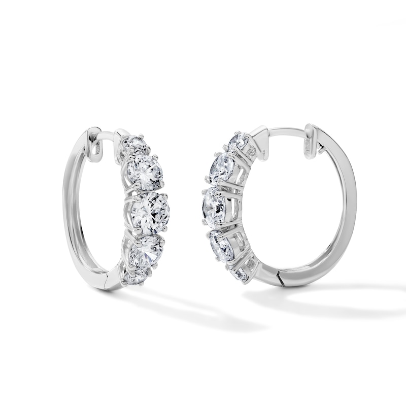 White Rhodium Plated Graduated CZ Hoops