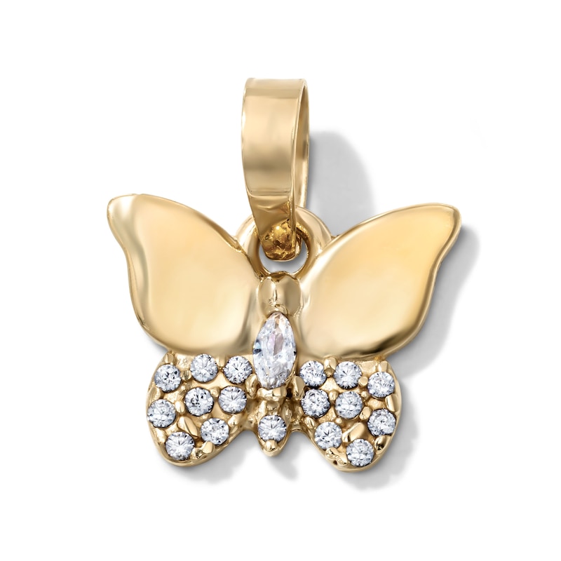 14K Gold-Plated CZ Butterfly Charm