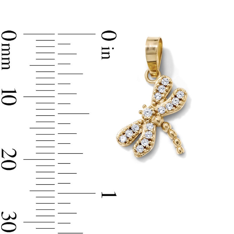 14K Gold-Plated CZ Dragonfly Necklace Charm