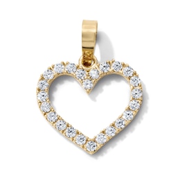 14K Gold-Plated CZ Open Heart Necklace Charm