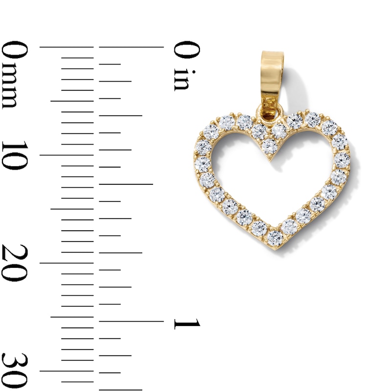 14K Gold-Plated CZ Open Heart Necklace Charm