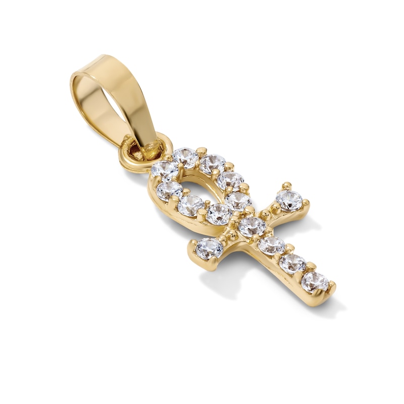 14K Gold-Plated CZ Ankh Necklace Charm