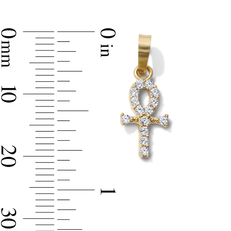 14K Gold-Plated CZ Ankh Necklace Charm