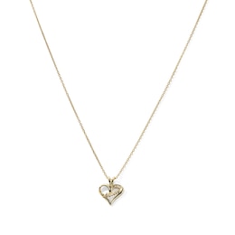 14K Gold Plated CZ "Mom" Open Heart Necklace - 16" + 2"