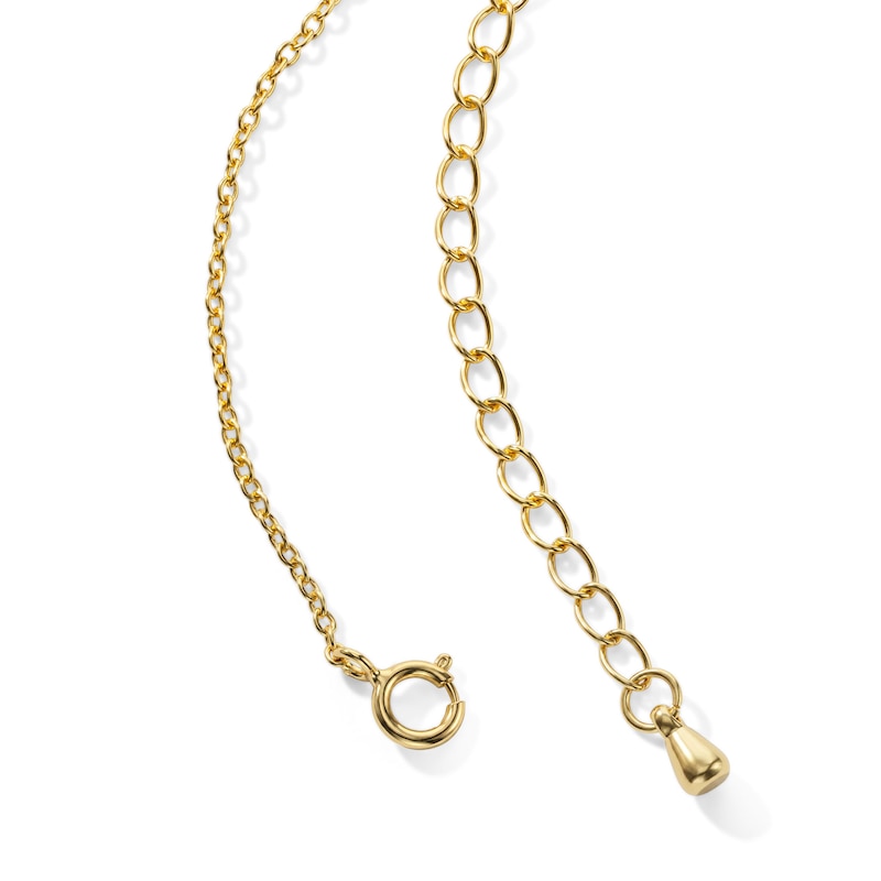 14K Gold Plated CZ "Mom" Open Heart Necklace - 16" + 2"