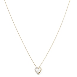 14K Gold Plated CZ Half Heart Pendant - 16" + 2"