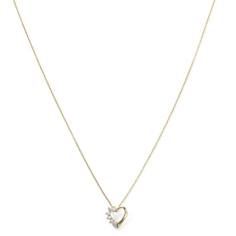 14K Gold Plated CZ Half Heart Pendant - 16" + 2"