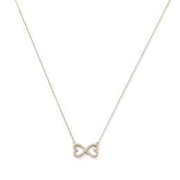 14K Gold Plated CZ Infitinity Double Heart Pendant - 16" + 2"