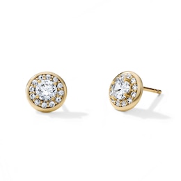 14K Gold Plated CZ Round Cluster Studs