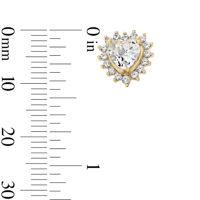14K Gold-Plated CZ Heart-Shaped Halo Studs