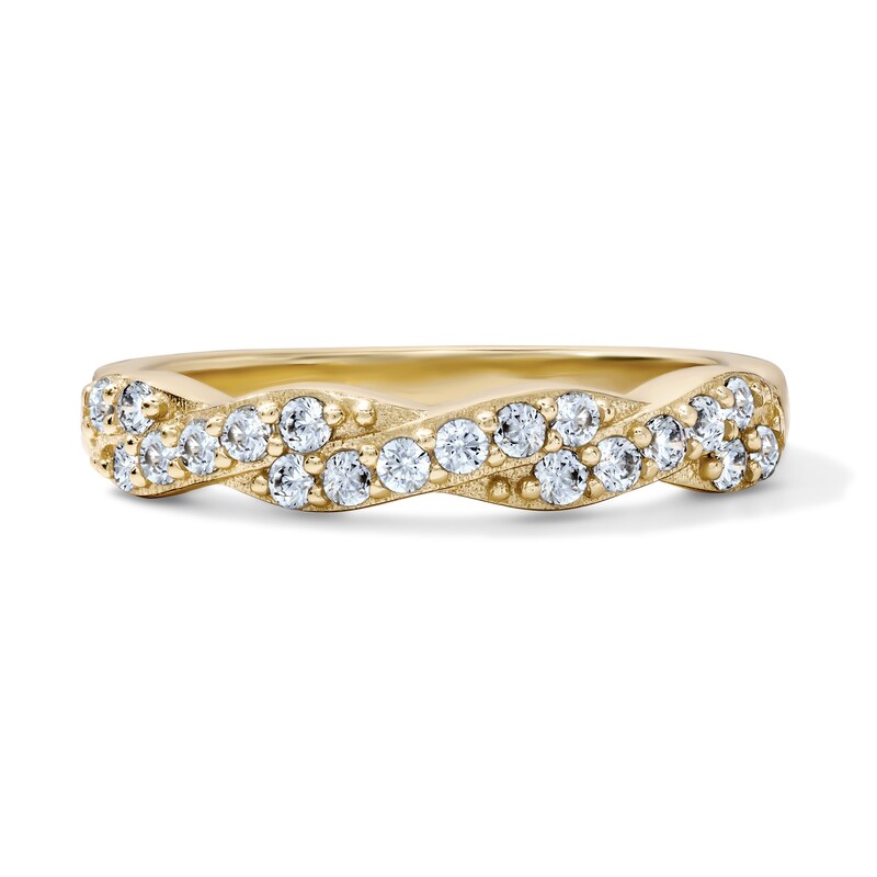14K Gold Plated CZ Pavé Twist Ring - Size 7