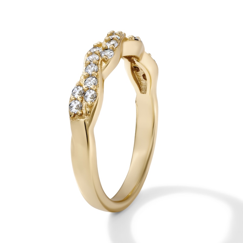 14K Gold Plated CZ Pavé Twist Ring - Size 7