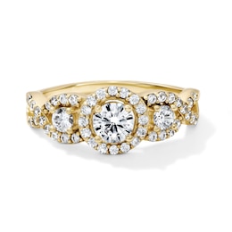 14K Gold Plated CZ Halo Twist  Ring