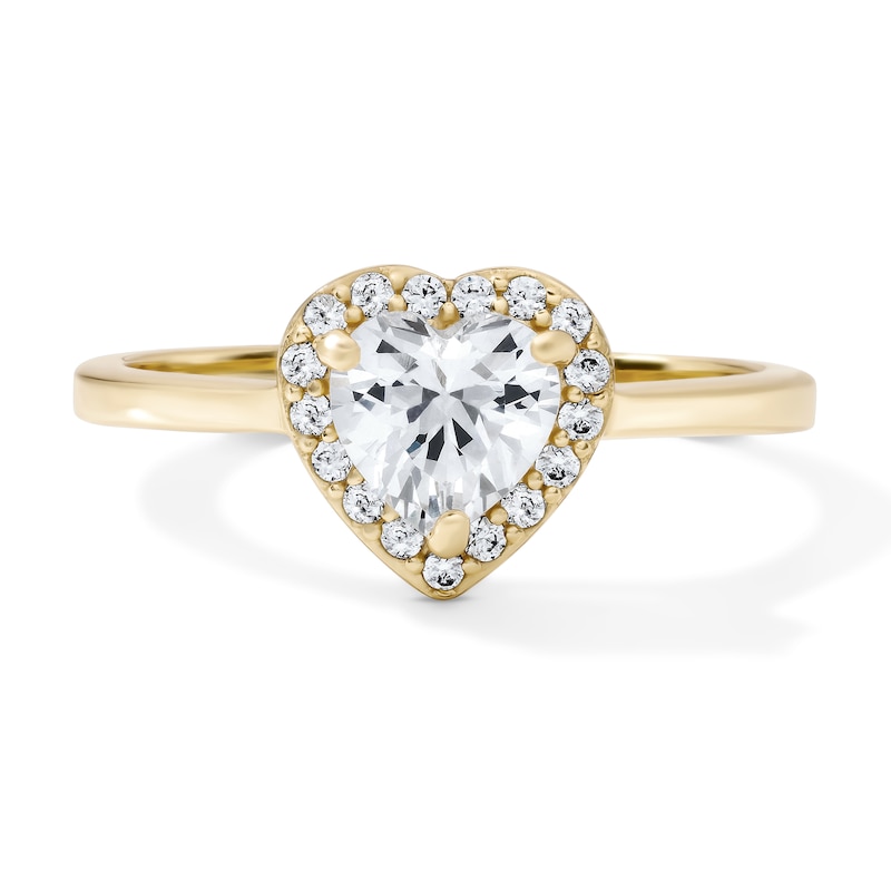 14K Gold Plated Heart CZ Halo Ring - Size 7