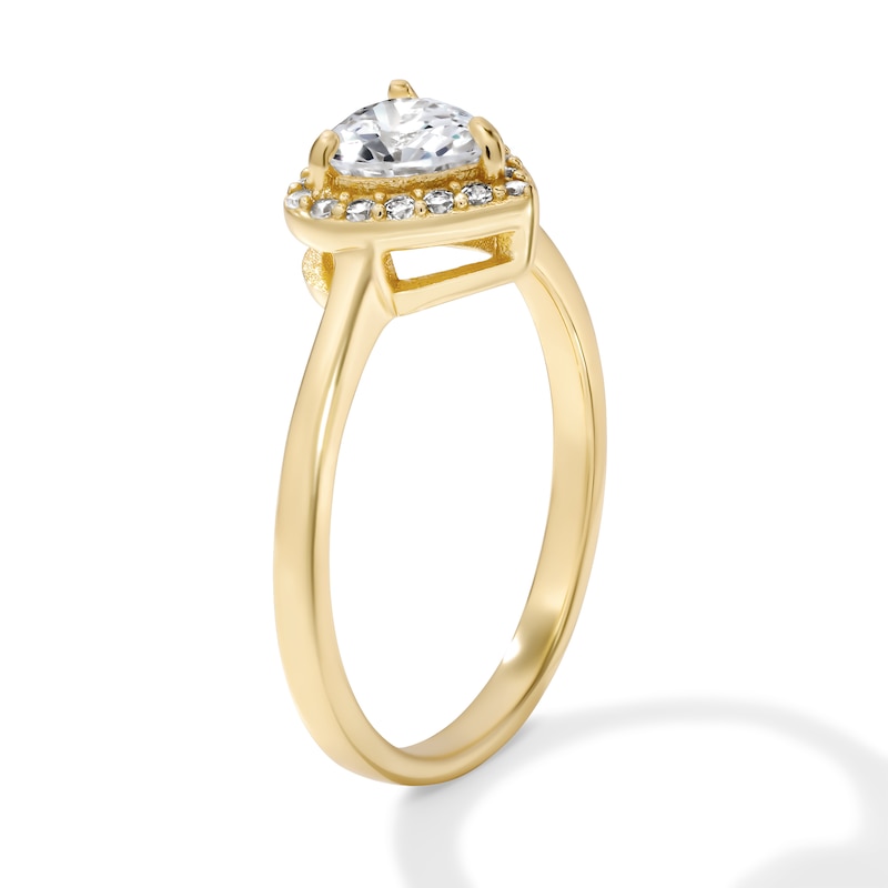 14K Gold Plated Heart CZ Halo Ring - Size 7