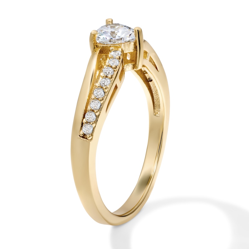 14K Gold Plated Heart CZ Twist Ring - Size 7