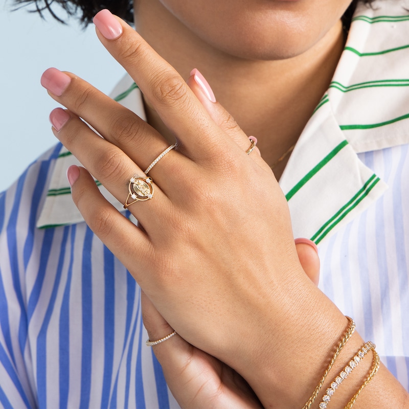 14K Gold Plated CZ Textured Lady of Guadalupe Ring