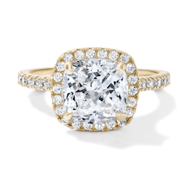 14K Gold Plated Brass Cushion-Cut CZ Halo Ring - Size 7