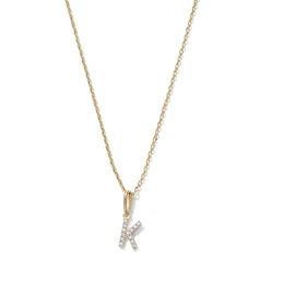 14K Gold-Plated CZ Mini "K" Initial Necklace - 16" + 2"