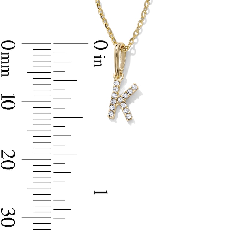 14K Gold-Plated CZ Mini "K" Initial Necklace - 16" + 2"