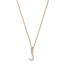 14K Gold-Plated CZ Mini "J" Initial Necklace  - 16" + 2"