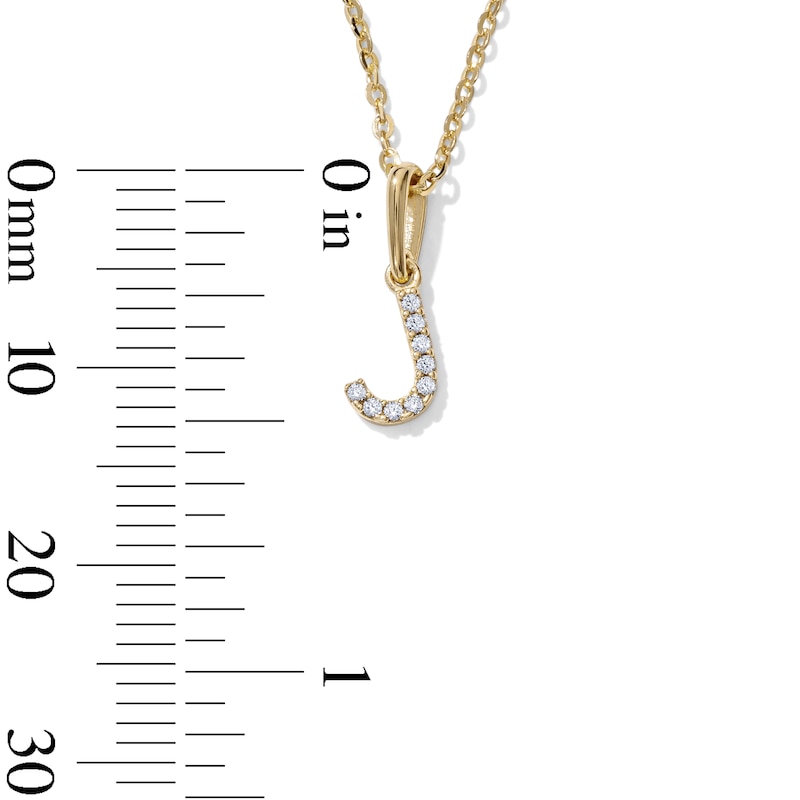 14K Gold-Plated CZ Mini "J" Initial Necklace  - 16" + 2"