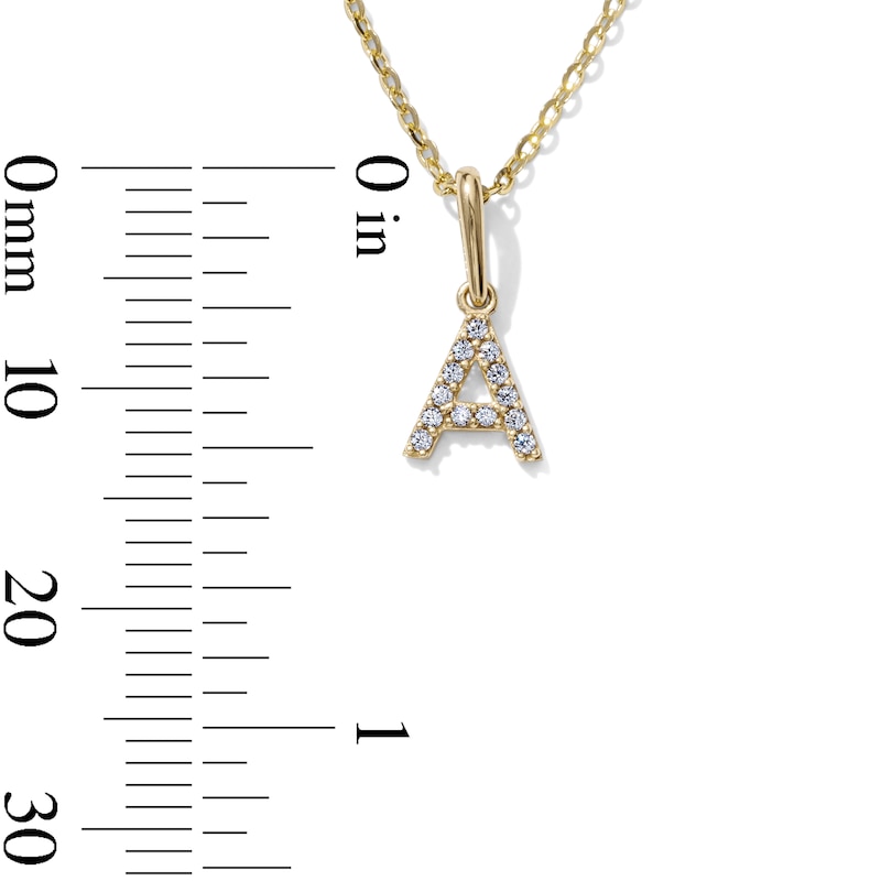14K Gold-Plated CZ Mini "A" Initial Necklace - 16" + 2"