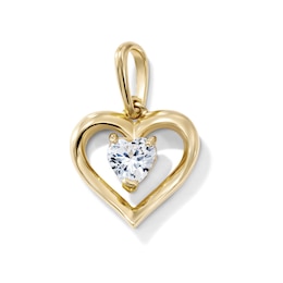 14K Gold-Plated CZ Open Heart Charm